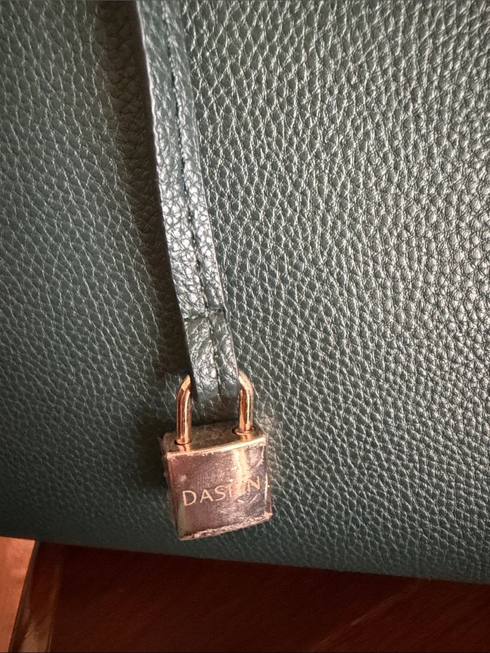 Structured Emerald Green Leather Satchel with Gold Hardware